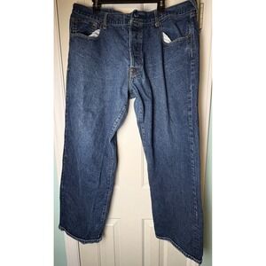 EVISU Men's Blue Jeans Baggy Wide Leg Button Fly Size 42 X 32